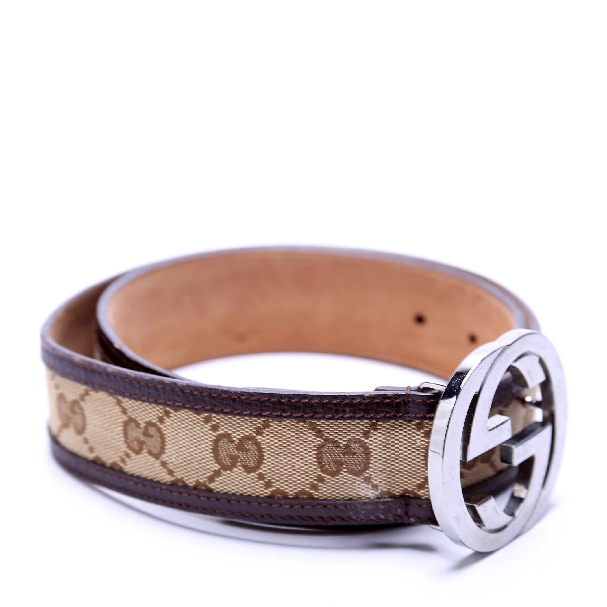114876 Interlocking Leather Belt Size 85/34 Brown