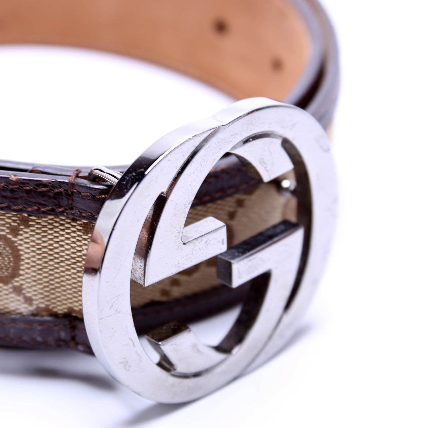 114876 Interlocking Leather Belt Size 85/34 Brown