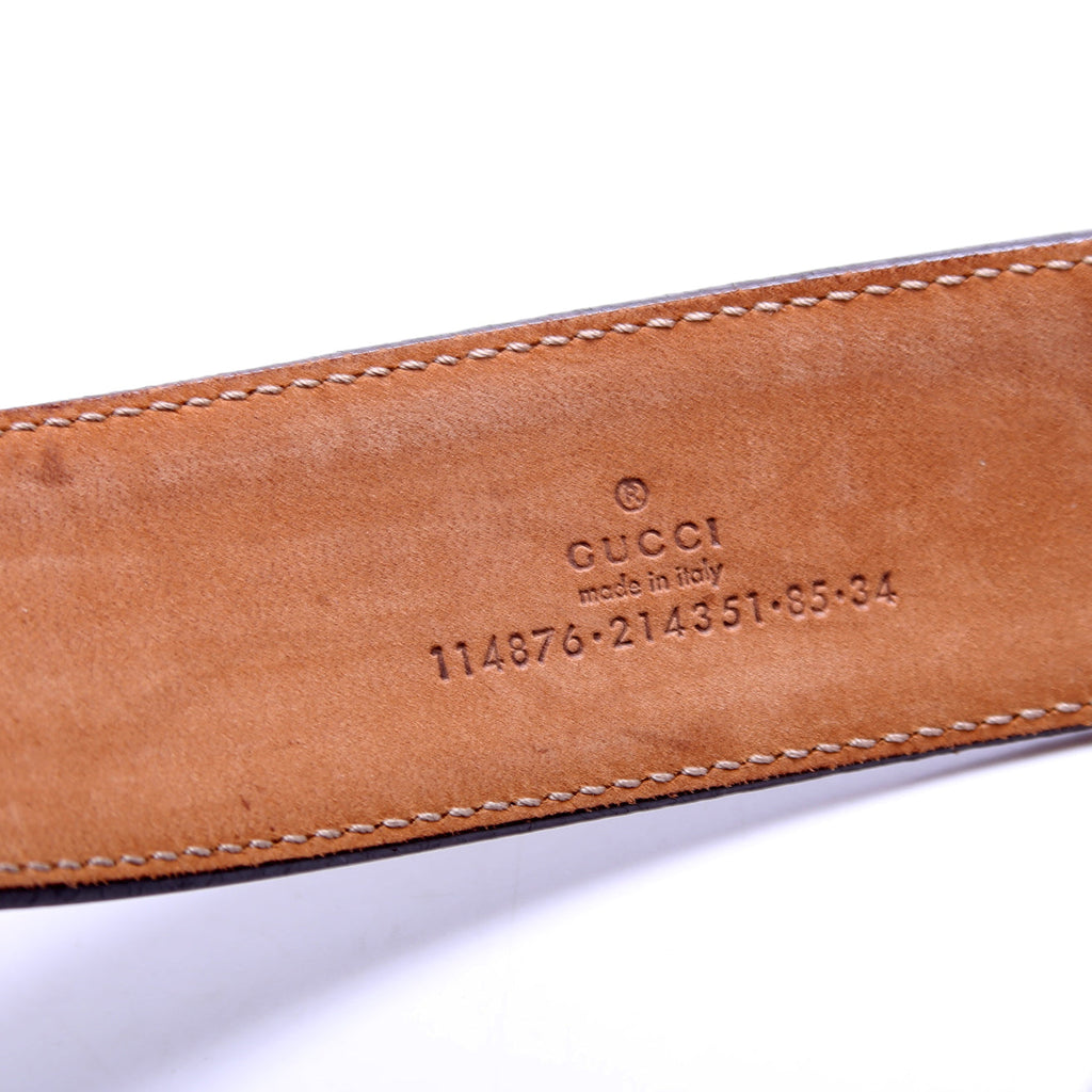 114876 Interlocking Leather Belt Size 85/34 Brown