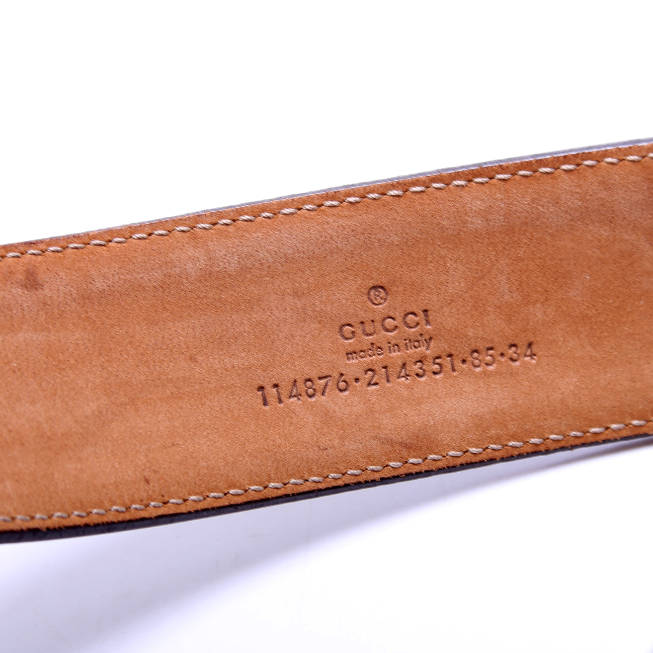 114876 Interlocking Leather Belt Size 85/34 Brown