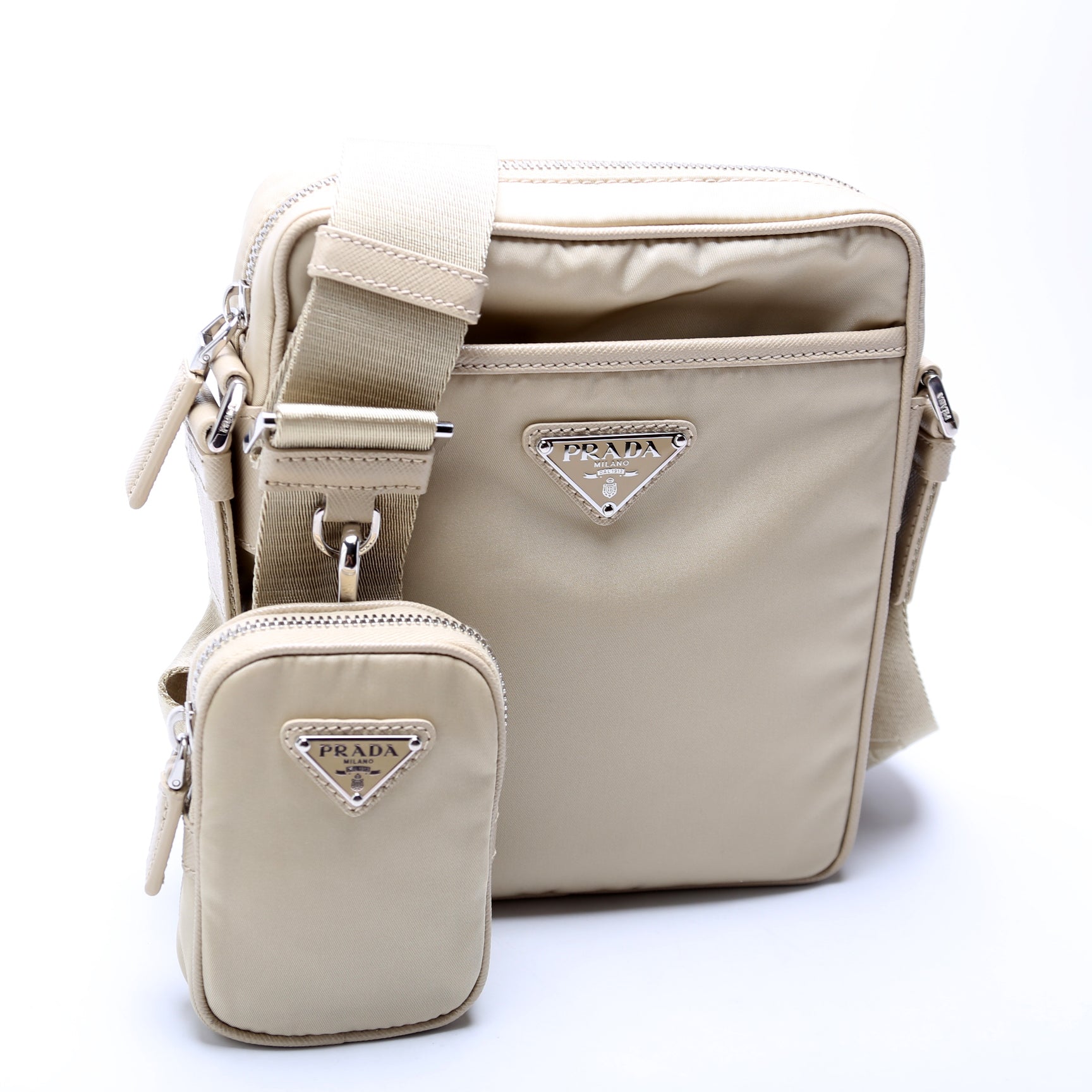 Prada 2VH112 Re-Nylon/Saffiano Leather Shoulder Gold