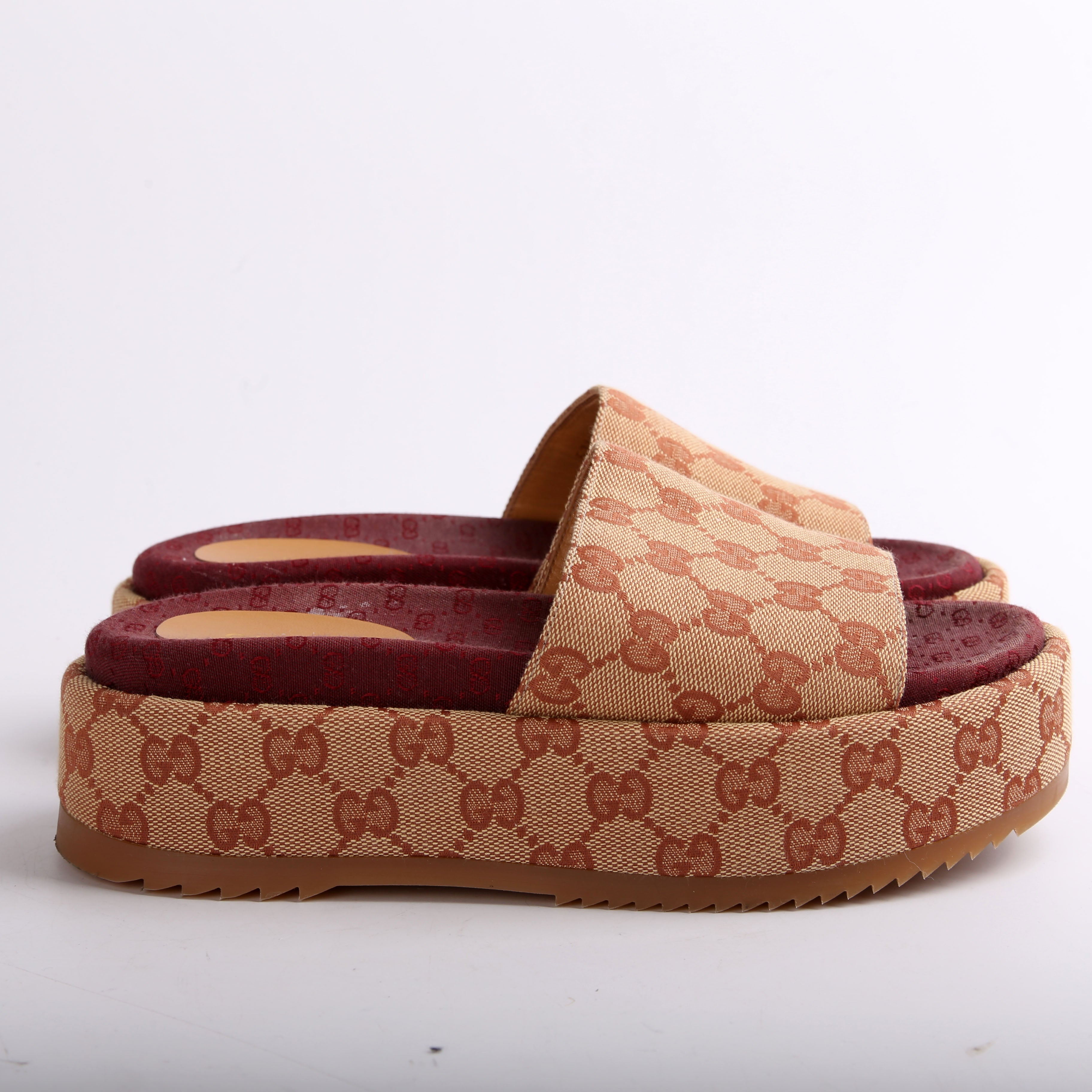 Gucci GG Canvas Platform Slides Size 36