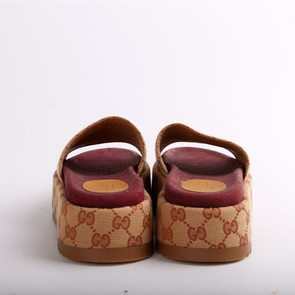 Gucci GG Canvas Platform Slides Size 36