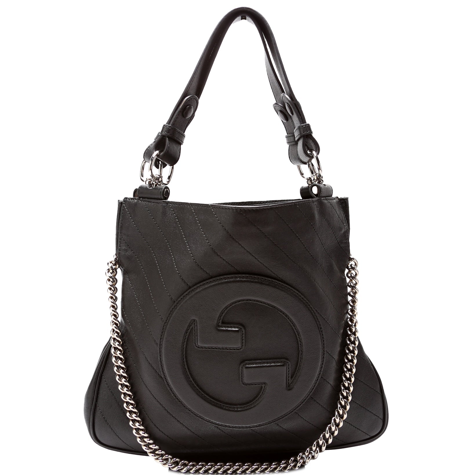 751518 Blondie Small Leather Tote Black