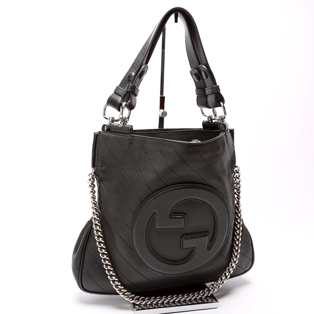 751518 Blondie Small Leather Tote Black