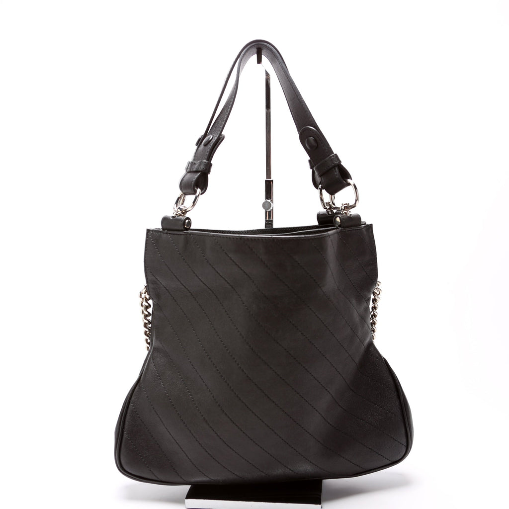 751518 Blondie Small Leather Tote Black