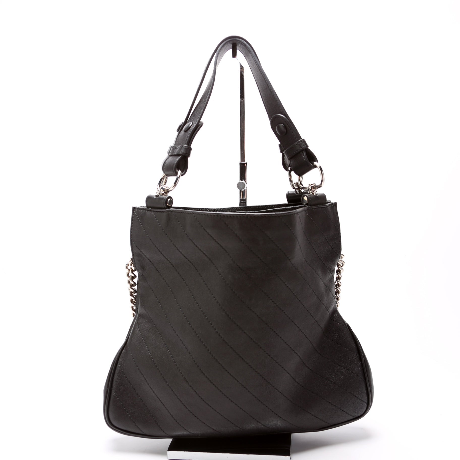 751518 Blondie Small Leather Tote Black