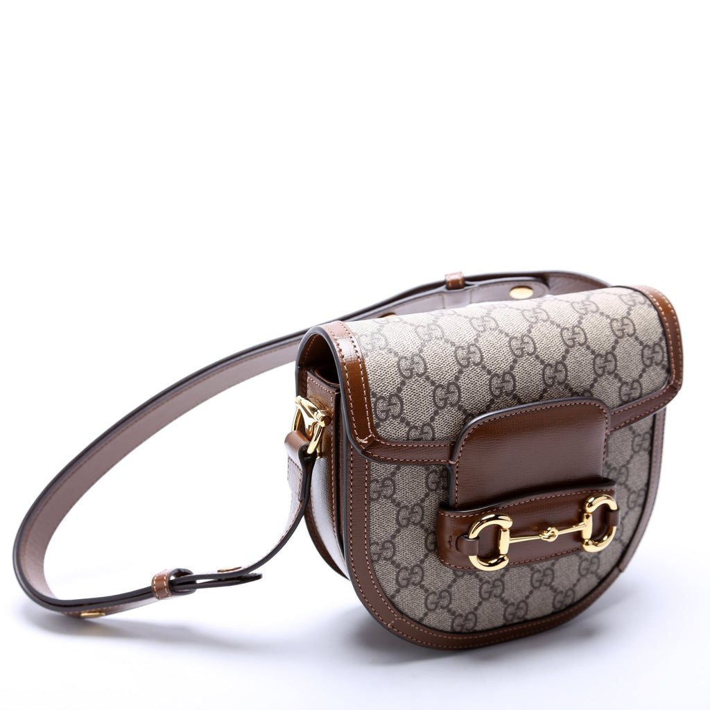760191 Horsebit 1955 GG Supreme Mini Rounded Bag Brown