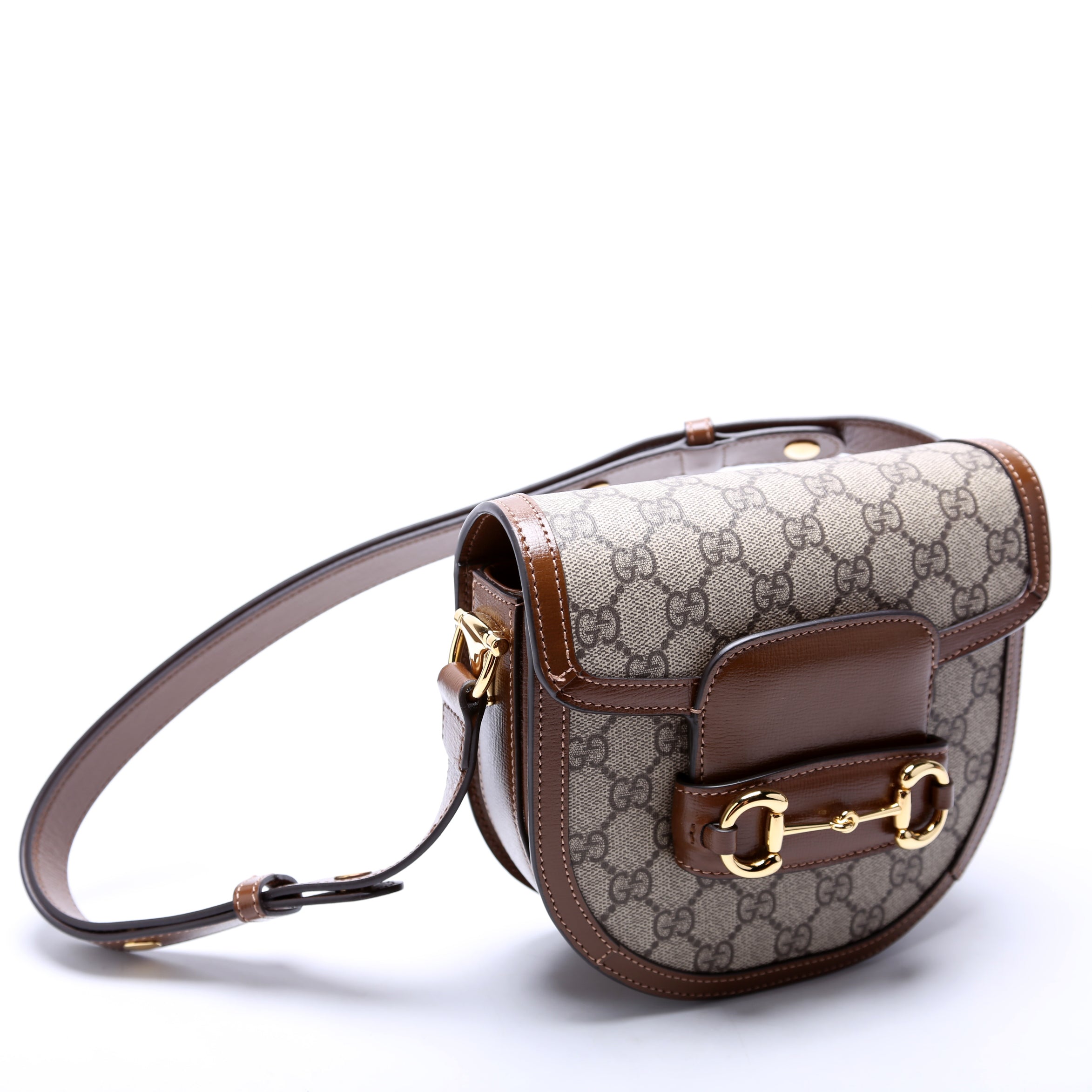 760191 Horsebit 1955 GG Supreme Mini Rounded Bag Brown