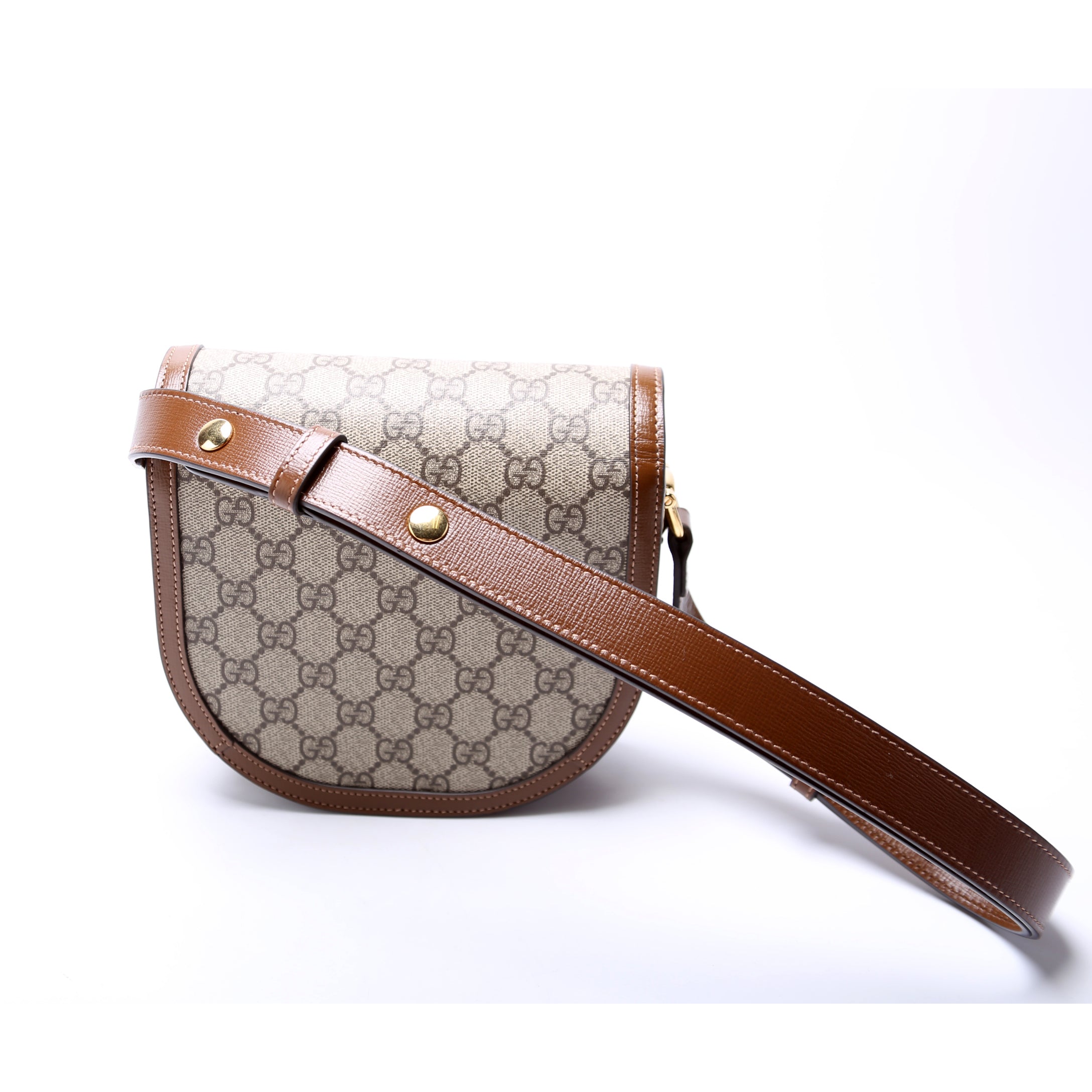 760191 Horsebit 1955 GG Supreme Mini Rounded Bag Brown