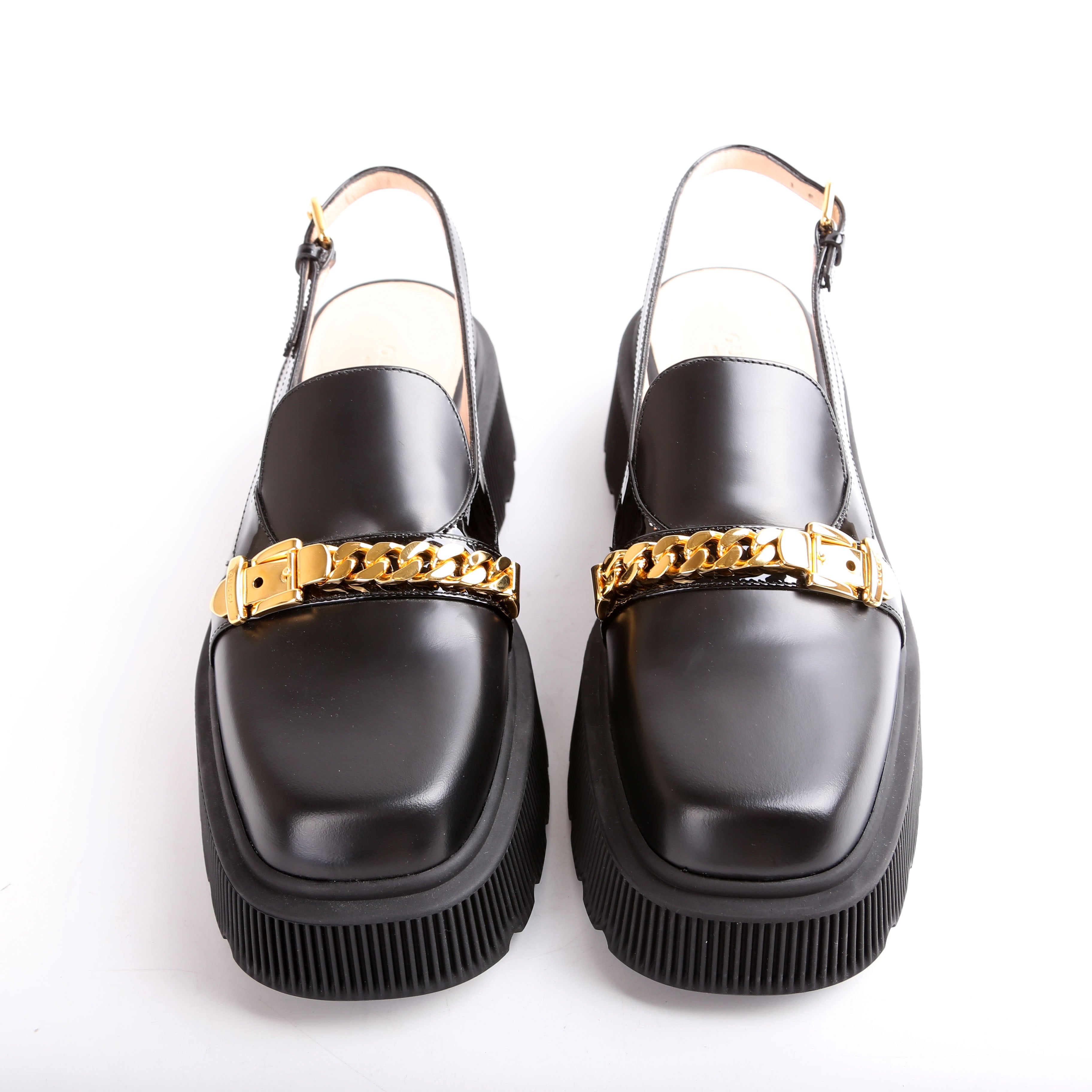 Calfskin Hundler Chain Slingback Loafers Size 40.5