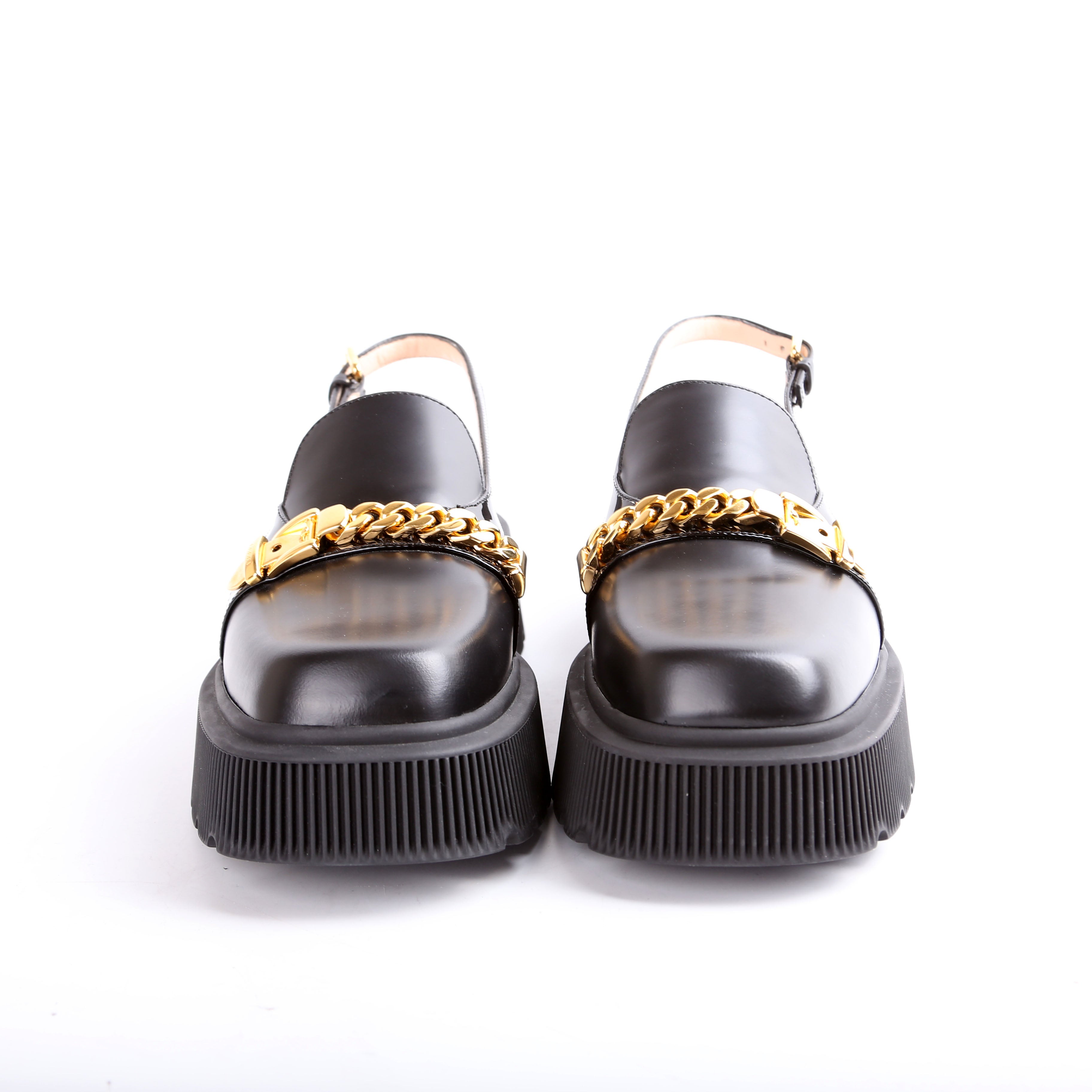 Calfskin Hundler Chain Slingback Loafers Size 40.5