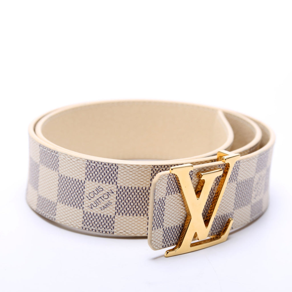 LV Initiales 40MM Reversible Leather/Damier Azur Belt Size 80/32