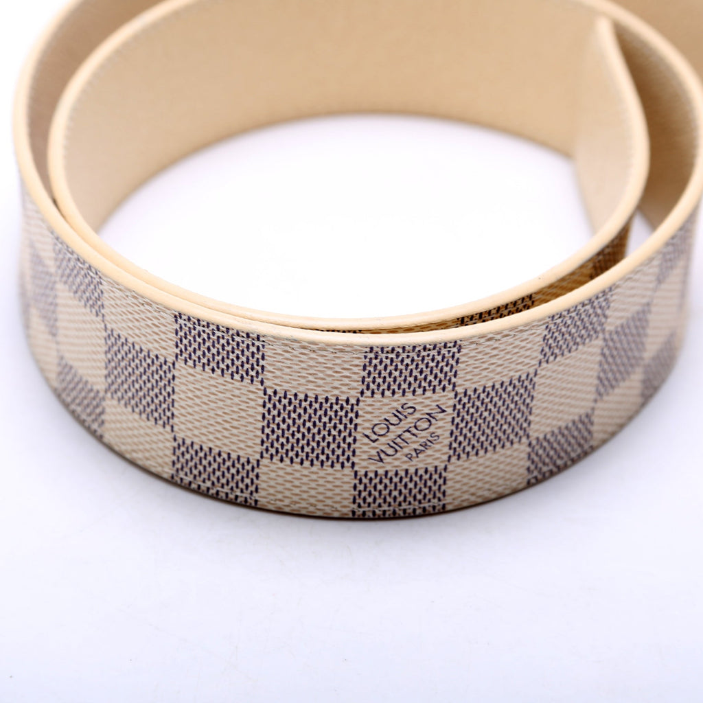 LV Initiales 40MM Reversible Leather/Damier Azur Belt Size 80/32