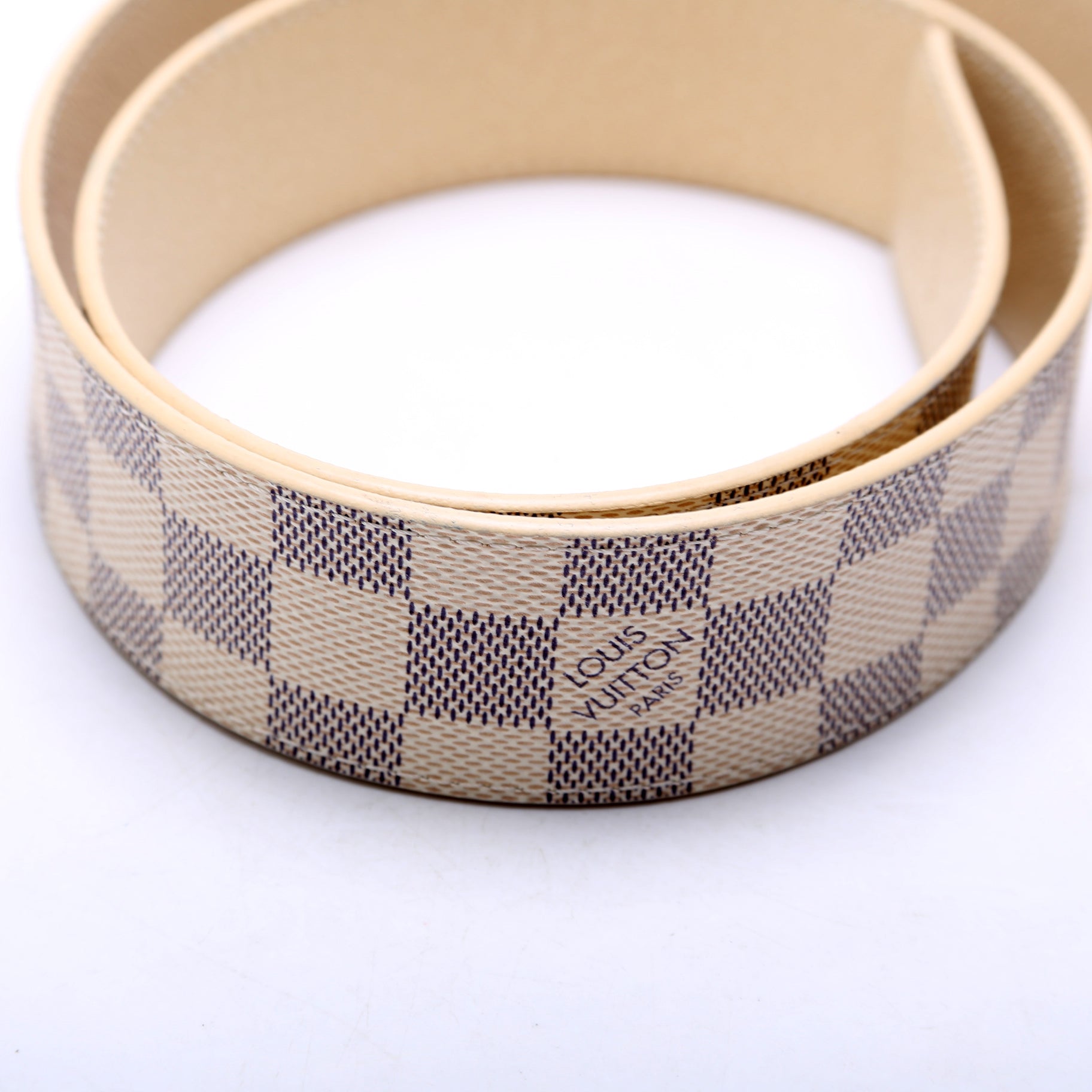 LV Initiales 40MM Reversible Leather/Damier Azur Belt Size 80/32