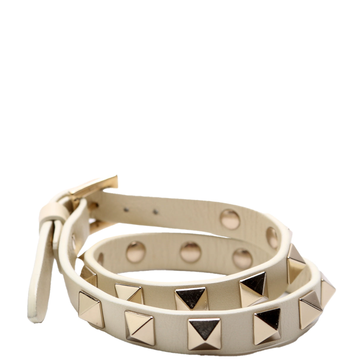 Rockstud Double Wrap Leather White