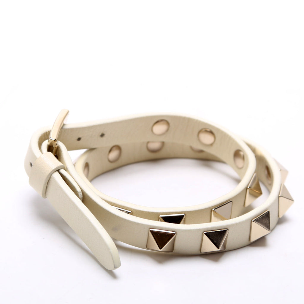 Rockstud Double Wrap Leather White