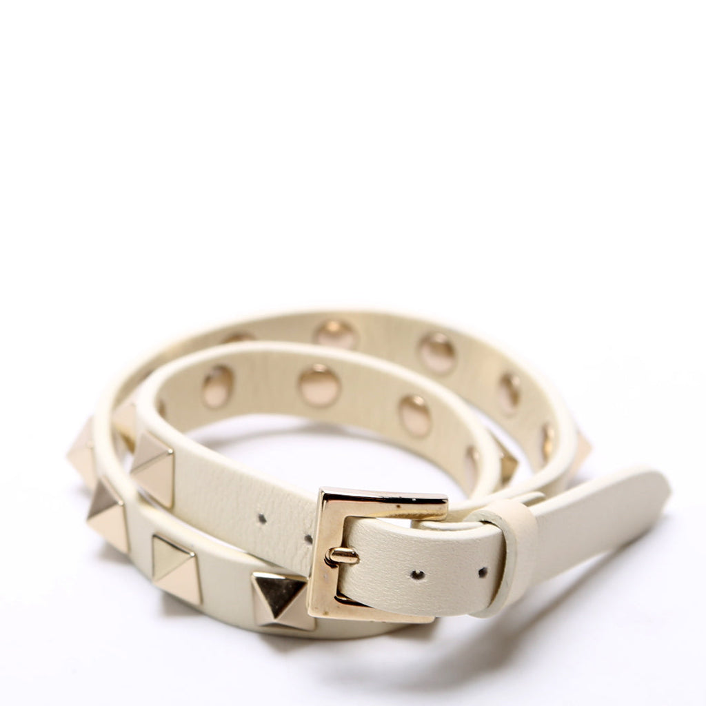 Rockstud Double Wrap Leather White