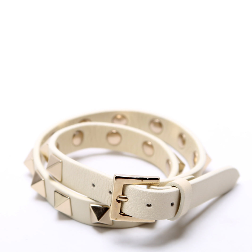 Rockstud Double Wrap Leather White