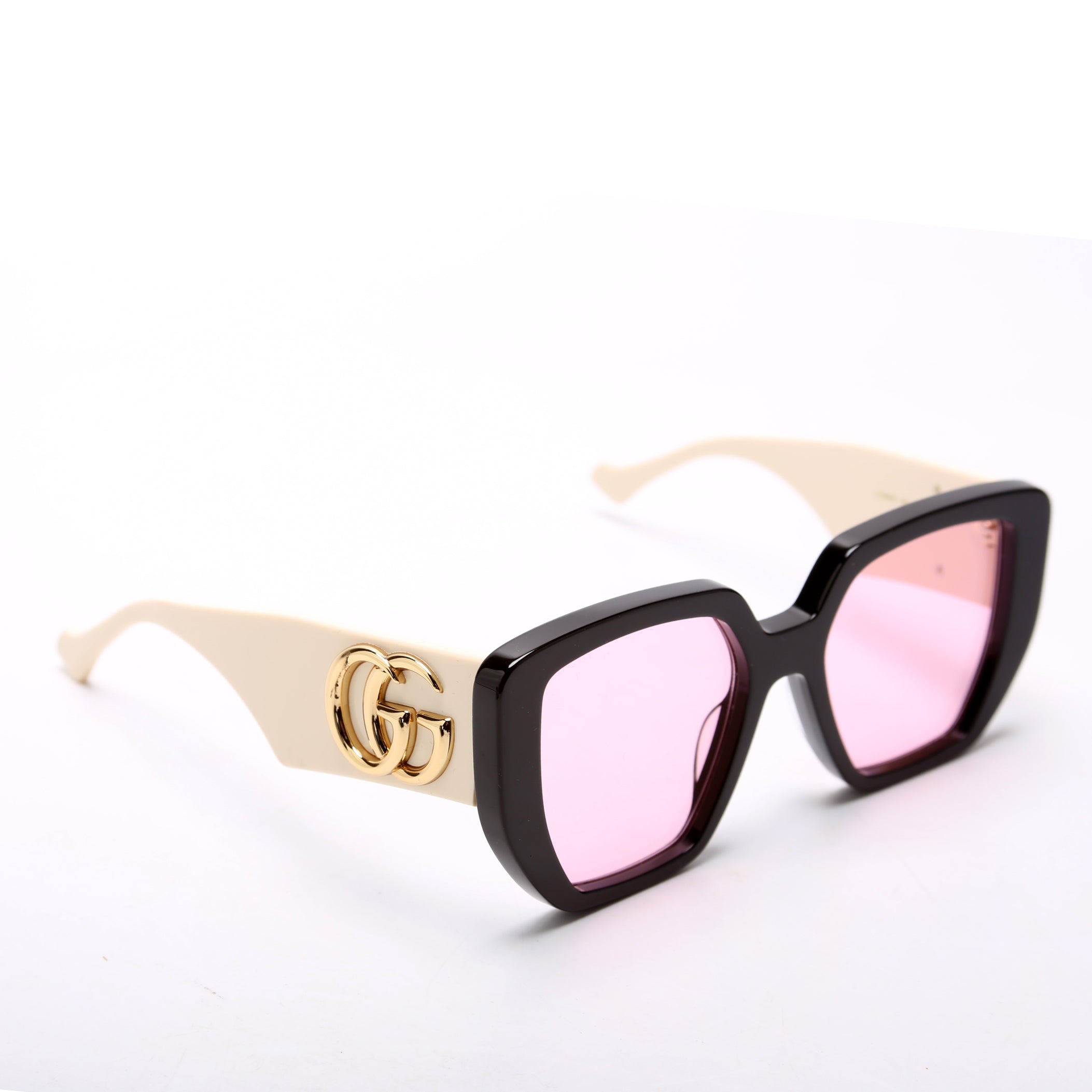 GG0956S Double G Oversized Rectangle Sunglasses Black/Cream
