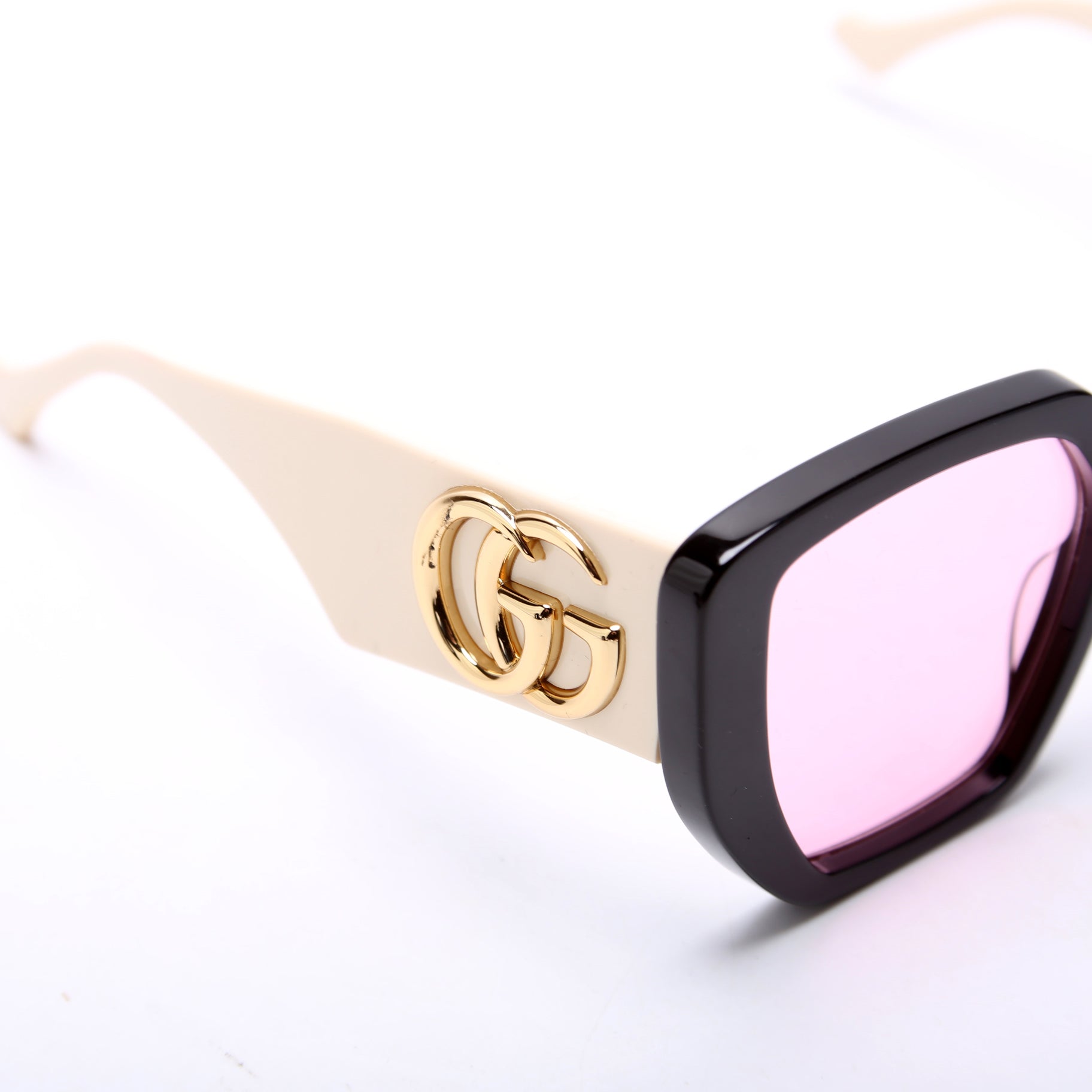 GG0956S Double G Oversized Rectangle Sunglasses Black/Cream