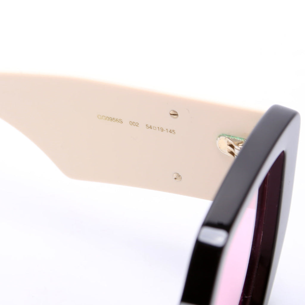 GG0956S Double G Oversized Rectangle Sunglasses Black/Cream