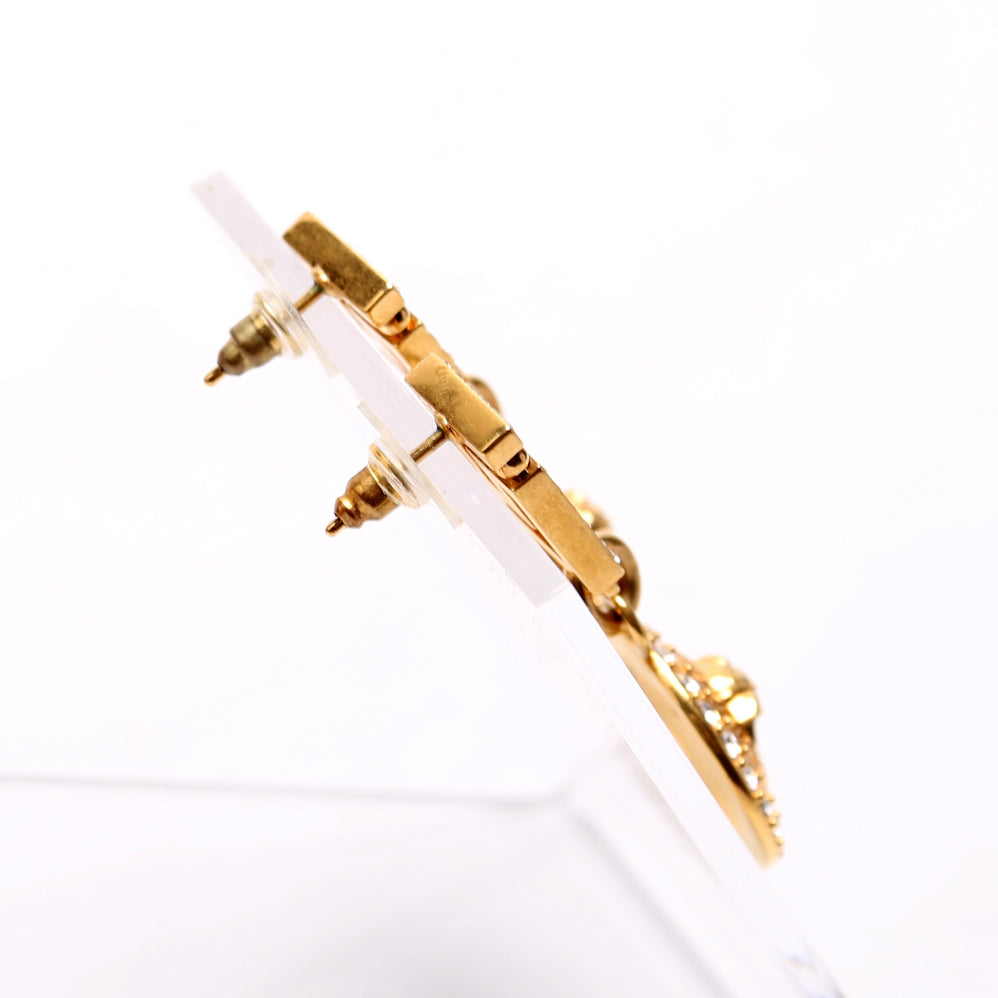Crystal Greca Medusa Drop Earrings Gold