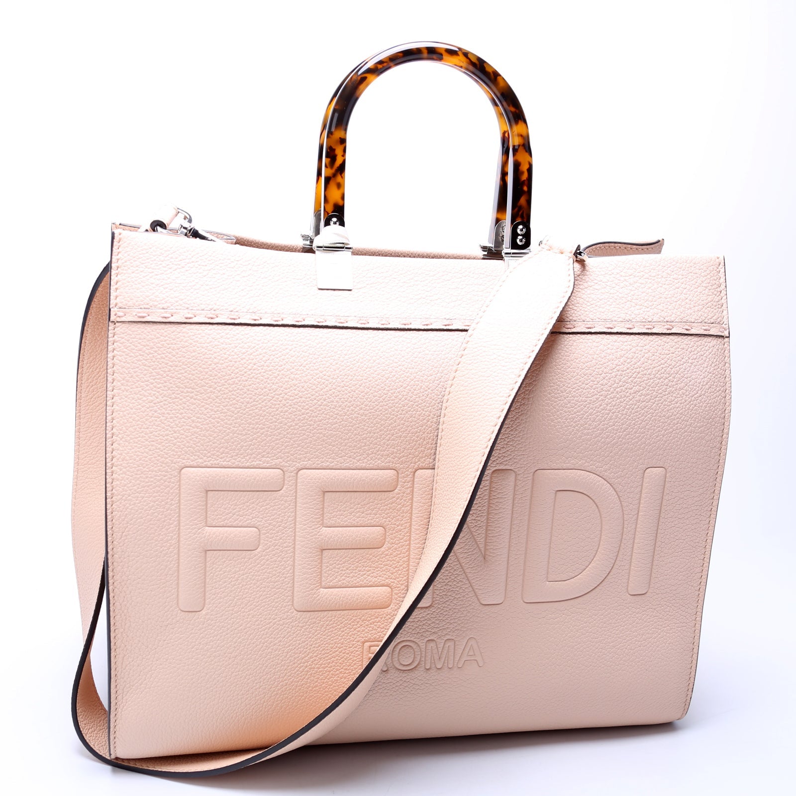 Sunshine Shopper Medium Vitello Chevron Leather Nude