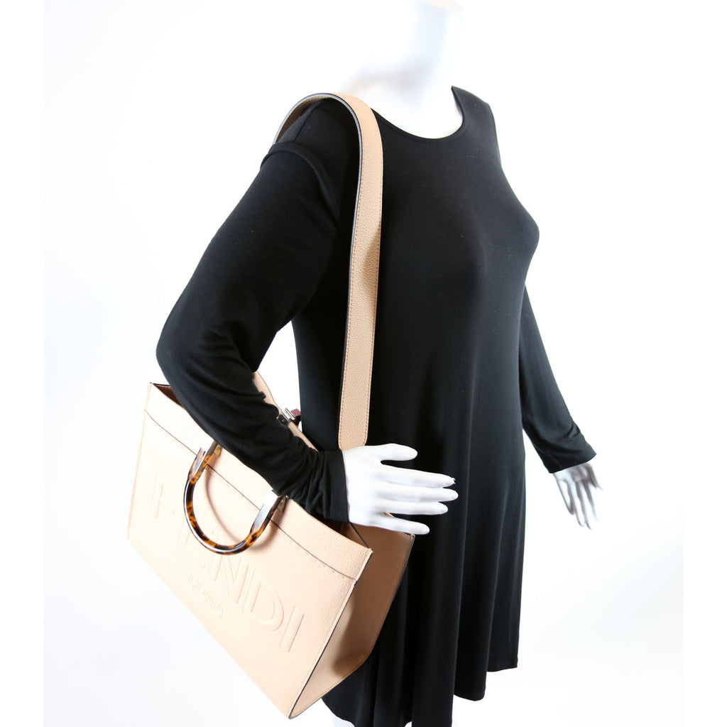 Sunshine Shopper Medium Vitello Chevron Leather Nude