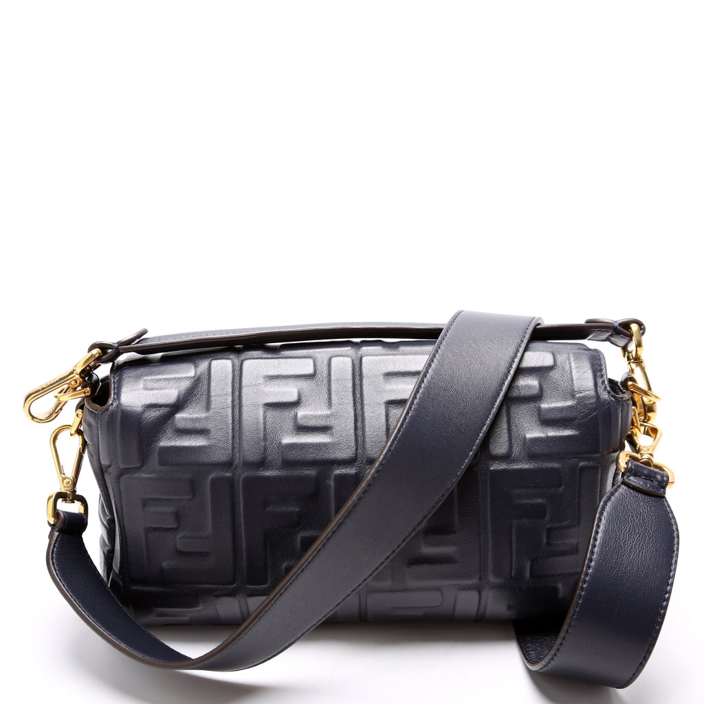 Fendi Baguette FF Embossed Nappa Navy