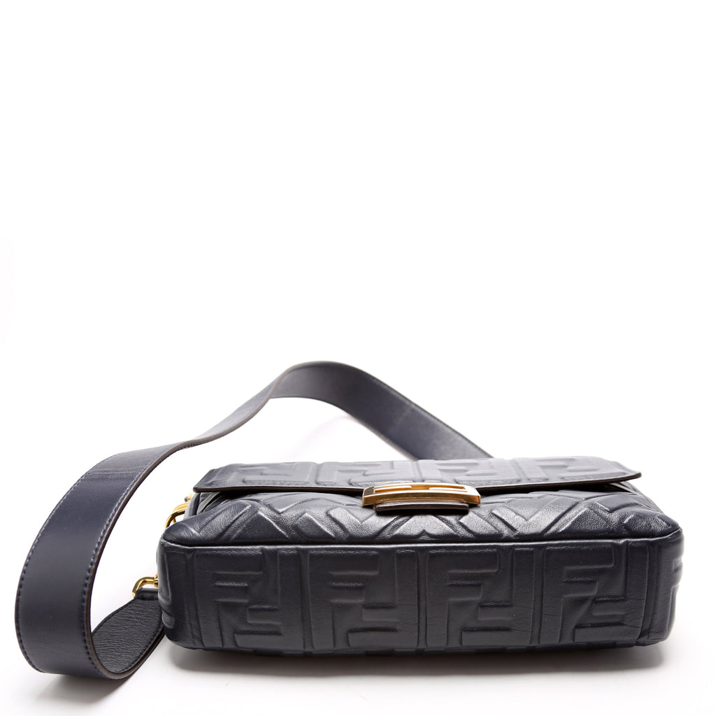 Fendi Baguette FF Embossed Nappa Navy