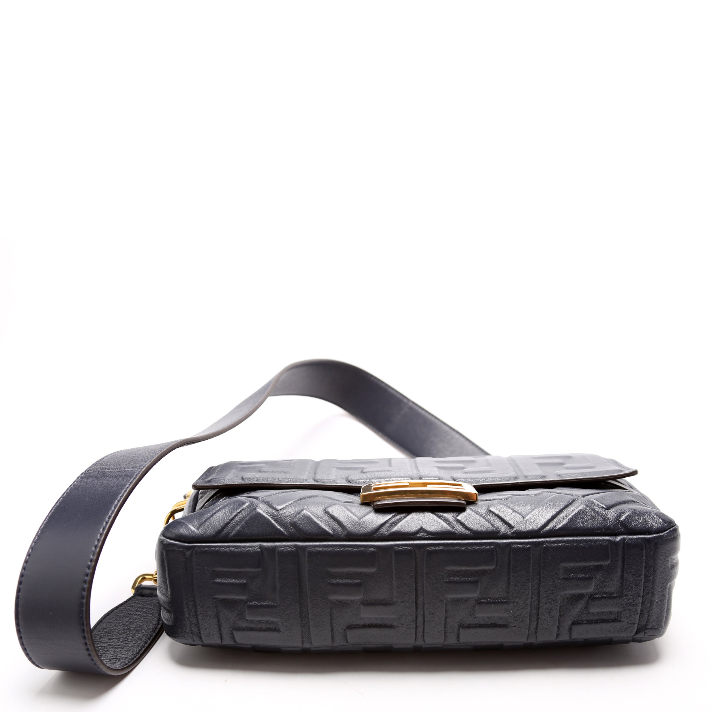 Fendi Baguette FF Embossed Nappa Navy