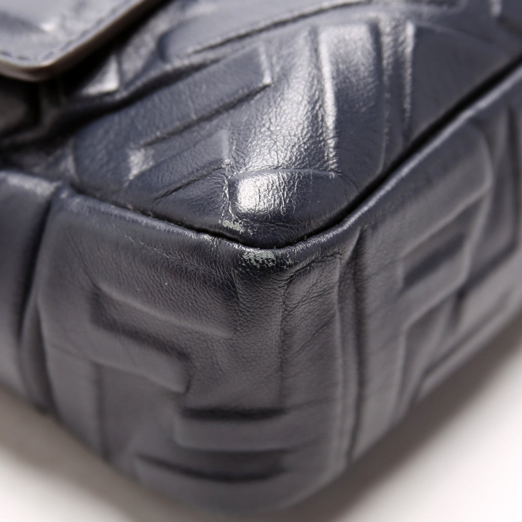 Fendi Baguette FF Embossed Nappa Navy