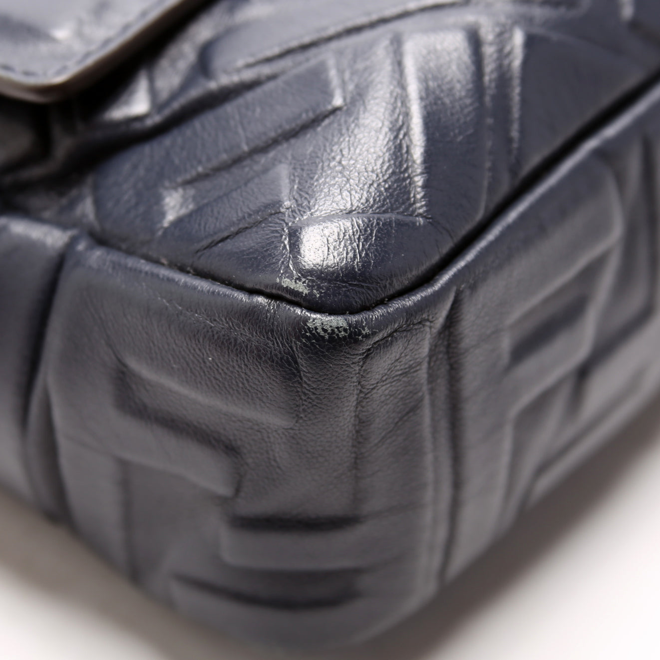 Fendi Baguette FF Embossed Nappa Navy