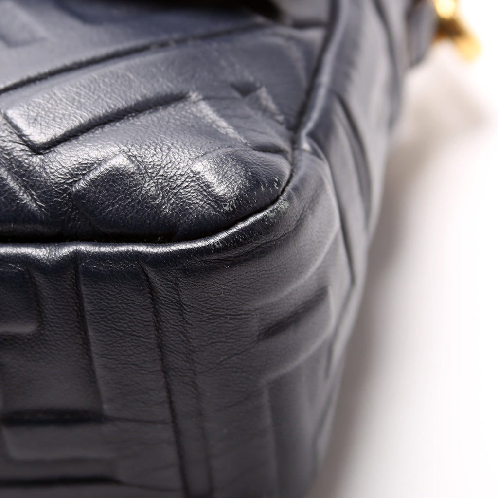 Fendi Baguette FF Embossed Nappa Navy