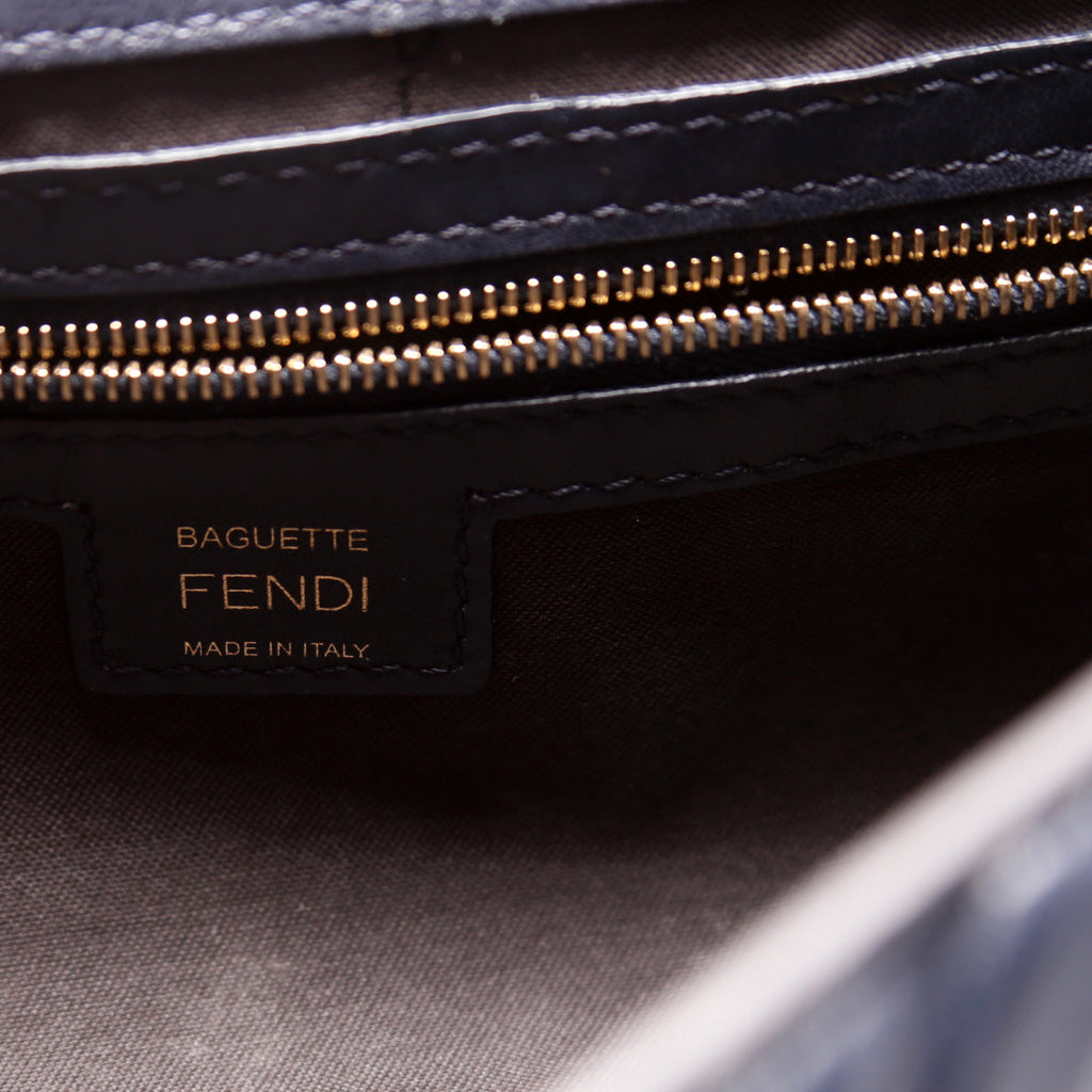 Fendi Baguette FF Embossed Nappa Navy