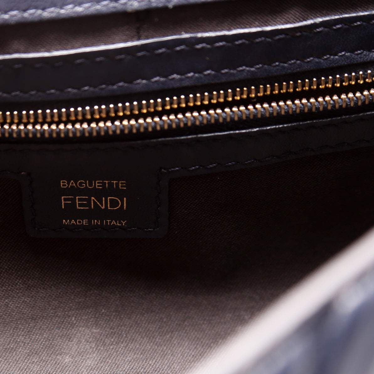 Fendi Baguette FF Embossed Nappa Navy