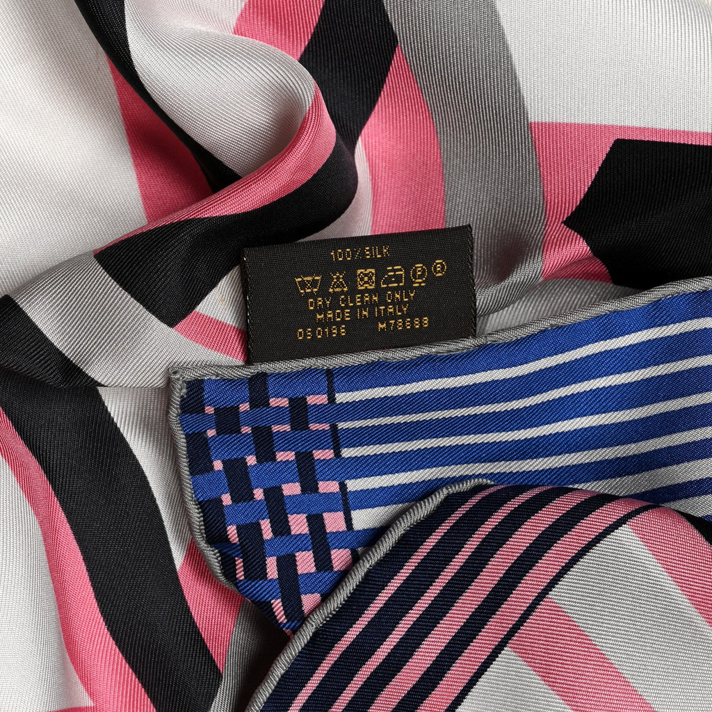 Louis Vuitton Silk LV Monogram Square Scarf Blue Pink