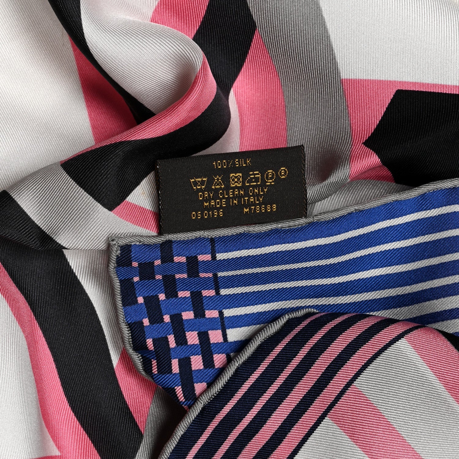 Louis Vuitton Silk LV Monogram Square Scarf Blue Pink