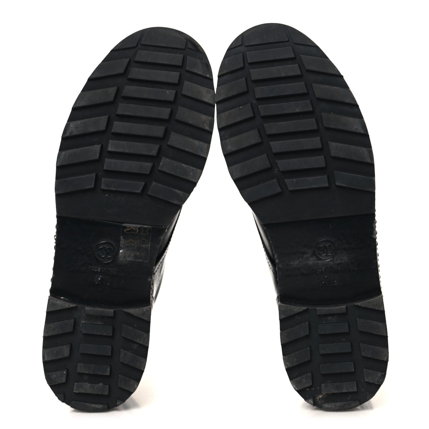 Crackled Calfskin Velvet Pearl Combat Short Boots 37.5 Black