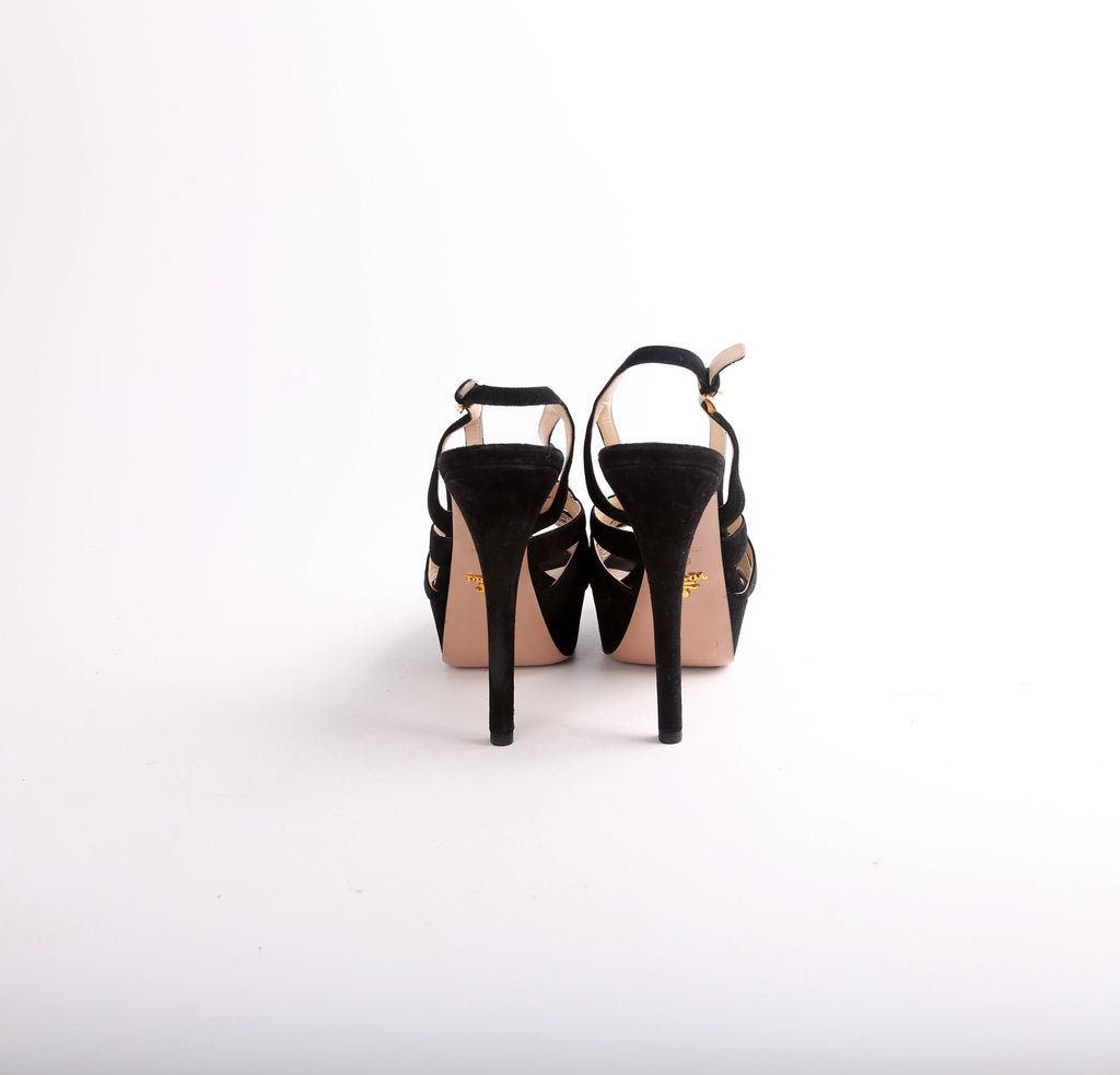 Prada Strappy Suede Platform Pumps Size 39
