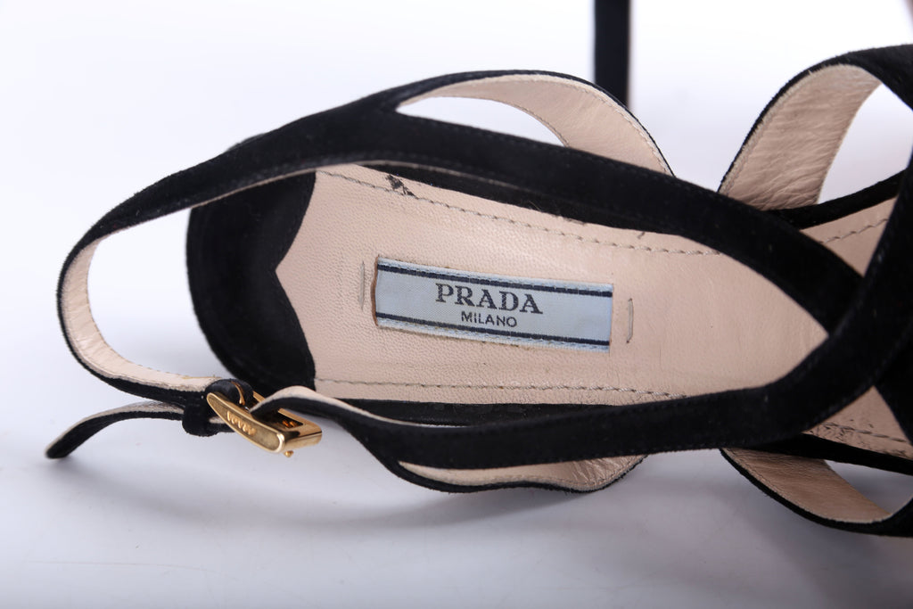 Prada Strappy Suede Platform Pumps Size 39