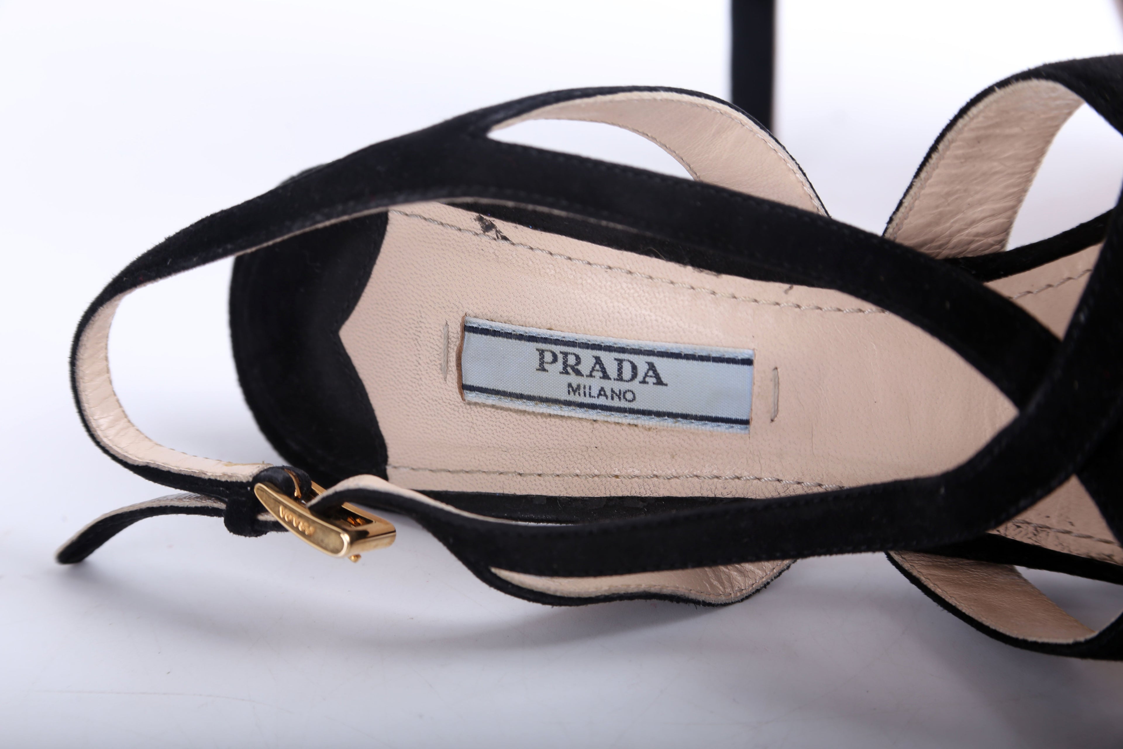 Prada Strappy Suede Platform Pumps Size 39