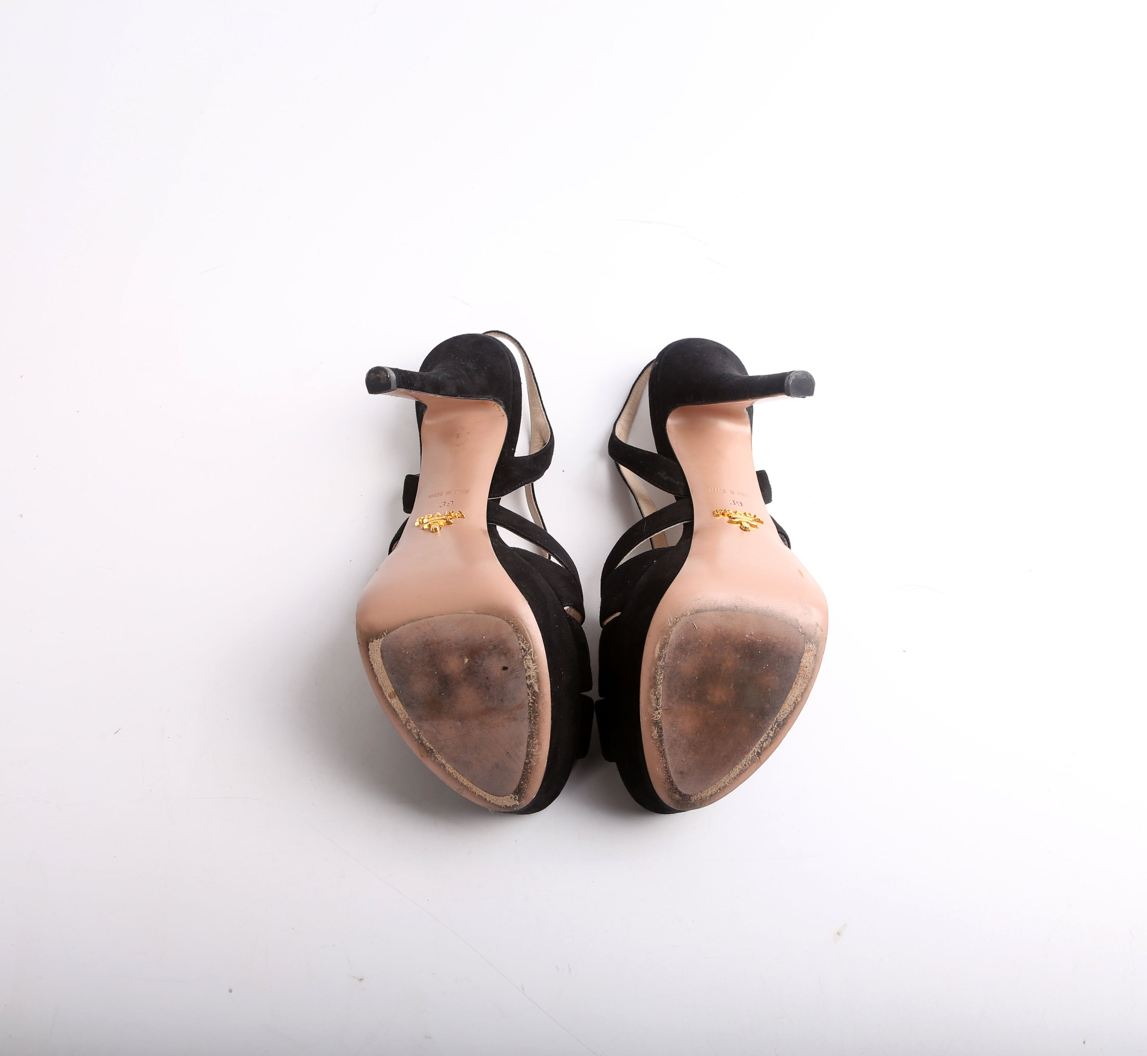 Prada Strappy Suede Platform Pumps Size 39