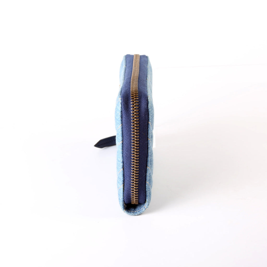 443123 GG Marmont Pearly Denim Zip Around Wallet Blue