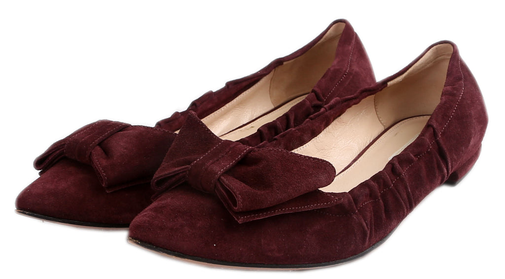 Prada Suede Bow Ballet Flats Size 40.5