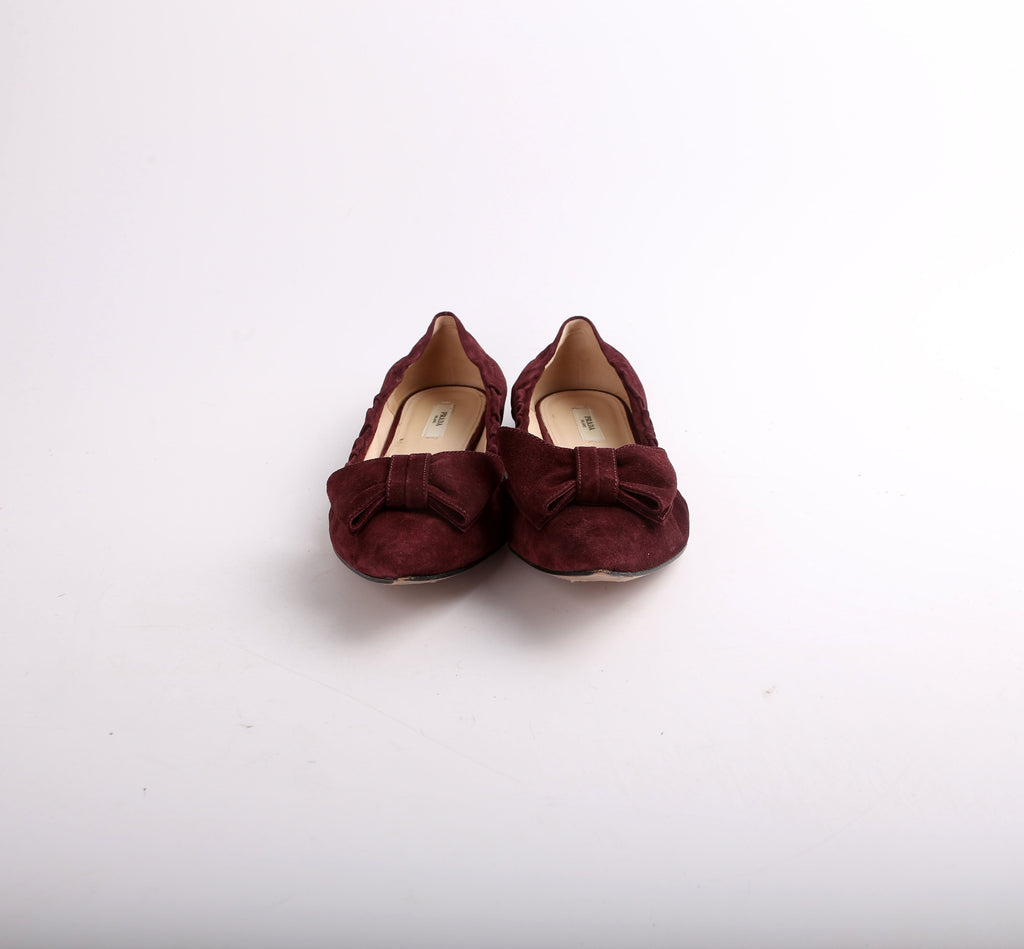 Prada Suede Bow Ballet Flats Size 40.5