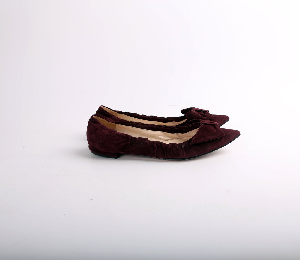 Prada Suede Bow Ballet Flats Size 40.5