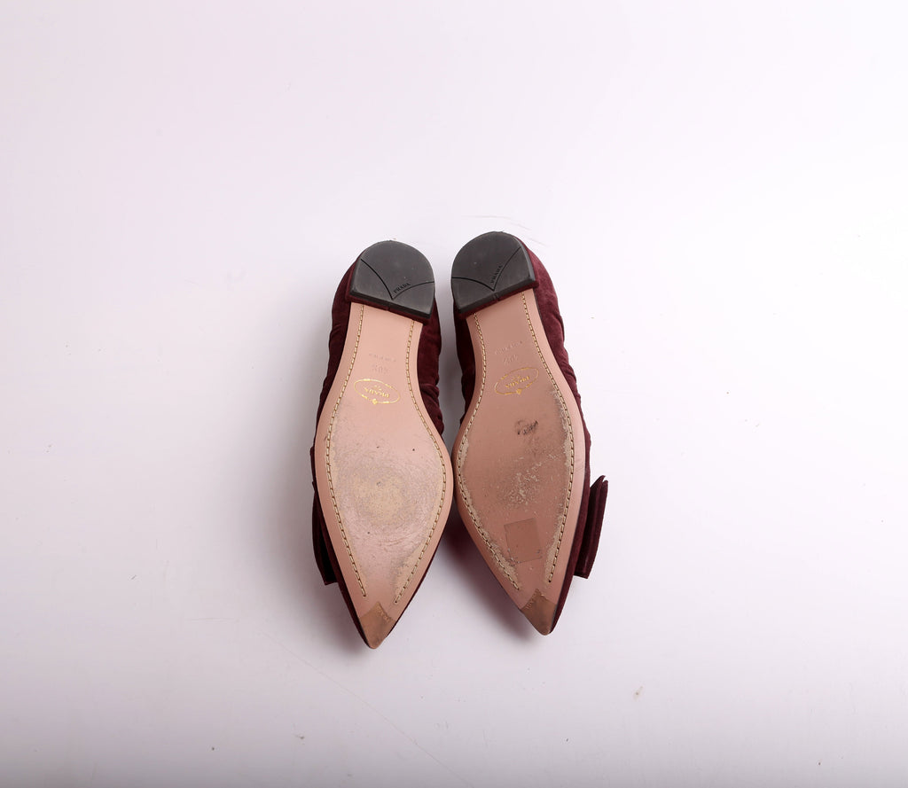 Prada Suede Bow Ballet Flats Size 40.5