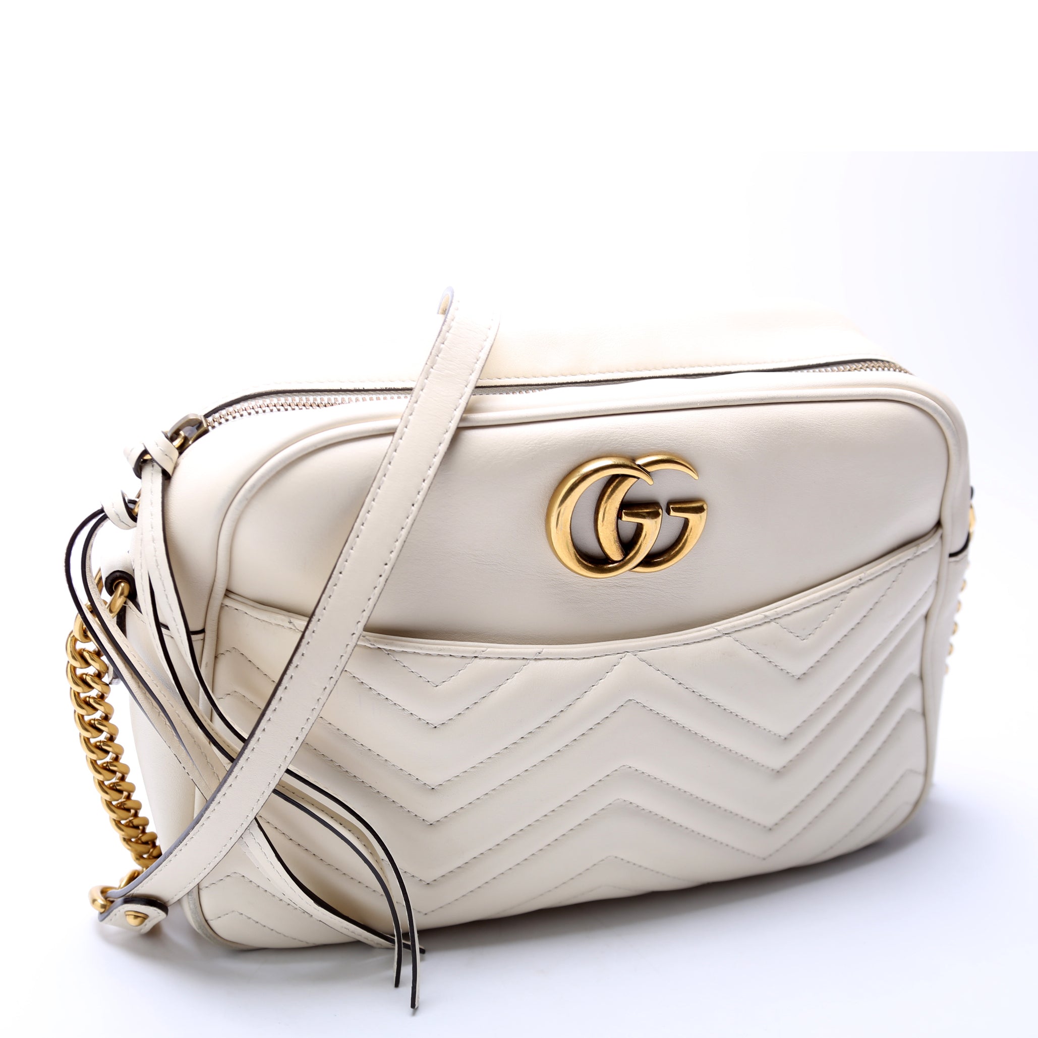 443499 GG Marmont Medium Chain Bag Cream
